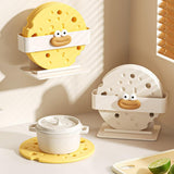2‑Pack light‑Yellow round Silicone Trivet Mat, Heat Resistant Non Slip, 6.3x6.3x0.4 Inches, Kitchen Table Protector for Bowls Plates Cups