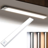 40cm silver LED light strip, wireless magnetic under-cabinet lighting, USB rechargeable, suitable for wardrobes, kitchens, and hallways. In Australia - Darrahopens