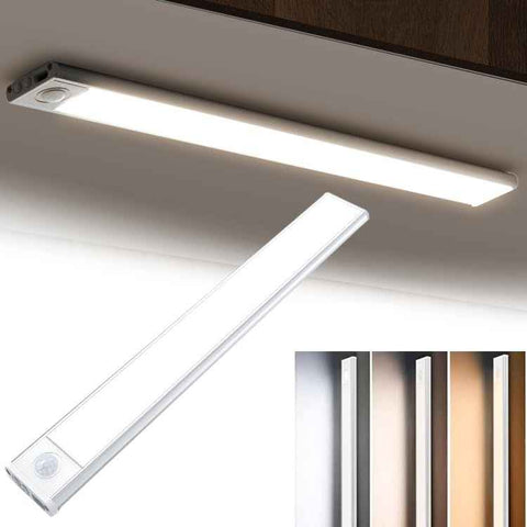 40cm silver LED light strip, wireless magnetic under-cabinet lighting, USB rechargeable, suitable for wardrobes, kitchens, and hallways. In Australia - Darrahopens
