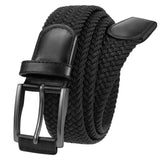Unisex stretch black woven canvas belt with pin buckle, suitable for jeans, casual pants, shorts and casual wear. In Australia - Darrahopens