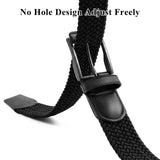 Unisex stretch black woven canvas belt with pin buckle, suitable for jeans, casual pants, shorts and casual wear. In Australia - Darrahopens