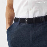 Unisex stretch black woven canvas belt with pin buckle, suitable for jeans, casual pants, shorts and casual wear. In Australia - Darrahopens