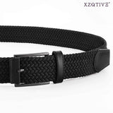 Unisex stretch black woven canvas belt with pin buckle, suitable for jeans, casual pants, shorts and casual wear. In Australia - Darrahopens