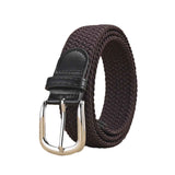 Unisex stretch coffee woven canvas belt with pin buckle, suitable for jeans, casual pants, shorts and casual wear. In Australia - Darrahopens