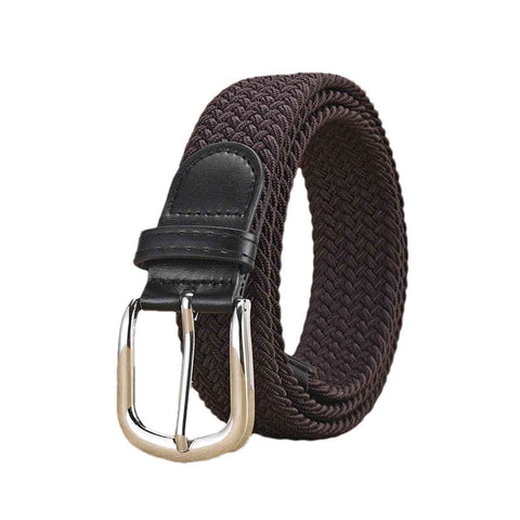Unisex stretch coffee woven canvas belt with pin buckle, suitable for jeans, casual pants, shorts and casual wear. In Australia - Darrahopens