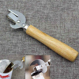 Manual Can Opener, Wooden Material Stainless Steel Bottle Opener Manual with Wooden Handle, Easy Open Multifunctional Side Cut Traditional Stab Can & Tin Opener for Kitchen Camping Traveling In Australia - Darrahopens