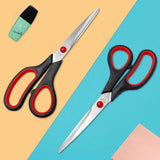 Gray multi-purpose scissors with an 8-inch ergonomic and comfortable grip, ultra-sharp stainless steel blades, heavy-duty sewing scissors suitable for crafts, office sewing, home and school use. In Australia - Darrahopens