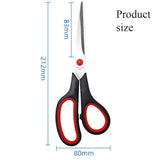 Orange multi-purpose scissors with an 8-inch ergonomic and comfortable grip, ultra-sharp stainless steel blades, heavy-duty sewing scissors suitable for crafts, office sewing, home and school use.