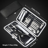 19 piece black nail care set stainless steel beauty set with plant printing bag, including scissors, tweezers, nail files In Australia - Darrahopens