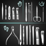19 piece black nail care set stainless steel beauty set with plant printing bag, including scissors, tweezers, nail files