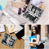 19 piece black nail care set stainless steel beauty set with plant printing bag, including scissors, tweezers, nail files In Australia - Darrahopens