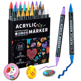24 color acrylic paint markings, double pointed, with 1mm ultra-fine and 1-5mm point tips, waterproof, non-toxic, suitable for rocks, glass, ceramics In Australia - Darrahopens