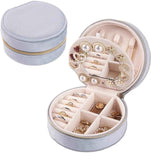 Starlight Gray Small Portable Jewelry Box with Mirror for Travel, Luxury 3 Layers Jewelry Organizer Compact Case for Necklace Earring In Australia - Darrahopens