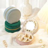 Pink Small Portable Jewelry Box with Mirror for Travel, Luxury 3 Layers Jewelry Organizer Compact Case for Necklace Earring
