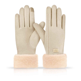 Gloves for Women Girl, Winter Touch Screen, Comfortable and Warm Double-Sided Velvet Lining Thickened Warm Glove,Khaki