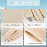 Gloves for Women Girl, Winter Touch Screen, Comfortable and Warm Double-Sided Velvet Lining Thickened Warm Glove,Khaki