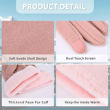 Gloves for Women Girl, Winter Touch Screen, Comfortable and Warm Double-Sided Velvet Lining Thickened Warm Glove,Pink
