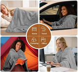 USB Power Supply Electric Heated Blanket Shawl Portable Wearable Heated Throw 3 Heat Levels Machine Washable Cozy 62x32 Inches,Green