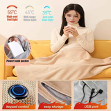 USB Power Supply Electric Heated Blanket Shawl Portable Wearable Heated Throw 3 Heat Levels Machine Washable Cozy 62x32 Inches,Red