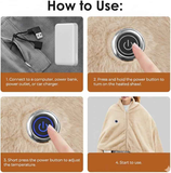 USB Power Supply Electric Heated Blanket Shawl Portable Wearable Heated Throw 3 Heat Levels Machine Washable Cozy 62x32 Inches,Red