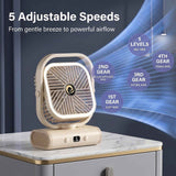 White USB Desk Fan, 5 Speeds Quiet Table Fan with 90° Oscillation, Plug-in Small Desktop Fan with Night Light for Bedroom, Home Office In Australia - Darrahopens