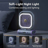 Grey USB Desk Fan, 5 Speeds Quiet Table Fan with 90° Oscillation, Plug-in Small Desktop Fan with Night Light for Bedroom, Home Office In Australia - Darrahopens