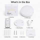 Rechargeable Motion Sensor Ceiling Light, 10000mAh Battery Operated LED Ceiling Light with Remote, Wireless Stick On Closet Light, 3 Color Dimmable Flush Mount Light, USB-C, for Hallway Stairway