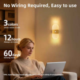 Rechargeable Motion Sensor Night Light, Wall Mounted LED Lamp with Magnetic Base, 3 Color Temperatures, 12 Hour Always-On Mode, 60 Day Sensing Mode, No Wiring Required (White Oval) In Australia - Darrahopens