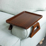 Bamboo Sofa Arm Tray Table, Clip-On Couch Armrest Table for Recliners and Armchairs, TV Dinner, Drink, Snack and Remote Holder, White Rectangular, 13 x 9.4 Inch