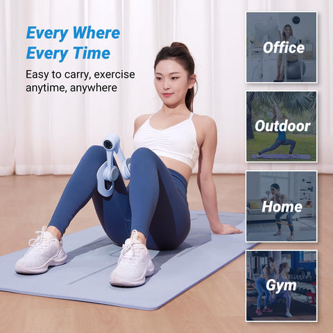 Blue Thigh Trainer for Women, Multi-Function Pelvic Floor Exercise Equipment with Digital Display, Timer, Counter & Calorie Tracking, Inner Thigh Exerciser for Hip, Leg and Butt Toning