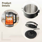 Black electric kettle, 1.7L stainless steel kettle, 1500W rapid heating, with LED display, adjustable temperature, double-walled anti-scalding design, automatic power-off.