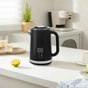 Black electric kettle, 1.7L stainless steel kettle, 1500W rapid heating, with LED display, adjustable temperature, double-walled anti-scalding design, automatic power-off. In Australia - Darrahopens