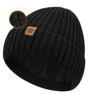 Unisex black warm knitted winter hat, fleece lining, soft and warm, ski hat, narrow brim, suitable for cold weather. In Australia - Darrahopens