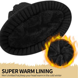 Unisex black warm knitted winter hat, fleece lining, soft and warm, ski hat, narrow brim, suitable for cold weather. In Australia - Darrahopens