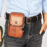 Brown genuine Leather Men’s Crossbody Waist Bag, Multifunctional Belt Pouch, Portable Outdoor Phone & ID Card Holder, Casual Fanny Pack for Daily‑use In Australia - Darrahopens