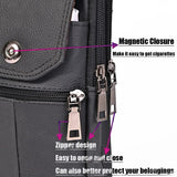 Black genuine Leather Men’s Crossbody Waist Bag, Multifunctional Belt Pouch, Portable Outdoor Phone & ID Card Holder, Casual Fanny Pack for Daily‑use