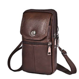 Coffee genuine Leather Men’s Crossbody Waist Bag, Multifunctional Belt Pouch, Portable Outdoor Phone & ID Card Holder, Casual Fanny Pack for Daily‑use In Australia - Darrahopens