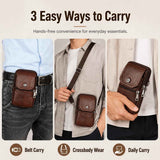 Coffee genuine Leather Men’s Crossbody Waist Bag, Multifunctional Belt Pouch, Portable Outdoor Phone & ID Card Holder, Casual Fanny Pack for Daily‑use In Australia - Darrahopens