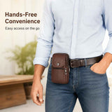 Coffee genuine Leather Men’s Crossbody Waist Bag, Multifunctional Belt Pouch, Portable Outdoor Phone & ID Card Holder, Casual Fanny Pack for Daily‑use In Australia - Darrahopens