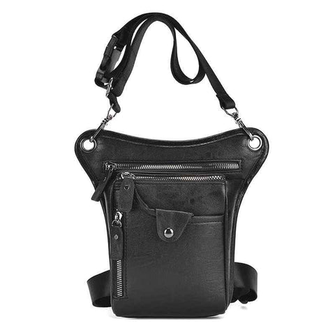 Black men's Genuine Leather Outdoor Sporting Hiking Waist Hip Pack Messenger Shoulder Drop Leg Thigh Bag Pouches In Australia - Darrahopens