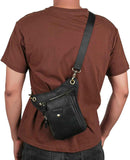Black men's Genuine Leather Outdoor Sporting Hiking Waist Hip Pack Messenger Shoulder Drop Leg Thigh Bag Pouches In Australia - Darrahopens