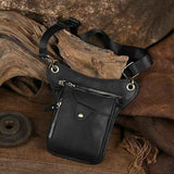 Black men's Genuine Leather Outdoor Sporting Hiking Waist Hip Pack Messenger Shoulder Drop Leg Thigh Bag Pouches In Australia - Darrahopens