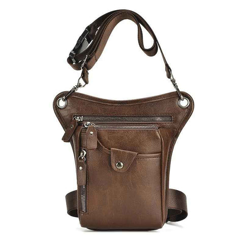 Brown men's Genuine Leather Outdoor Sporting Hiking Waist Hip Pack Messenger Shoulder Drop Leg Thigh Bag Pouches In Australia - Darrahopens