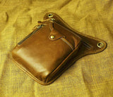 Light brown men's Genuine Leather Outdoor Sporting Hiking Waist Hip Pack Messenger Shoulder Drop Leg Thigh Bag Pouches