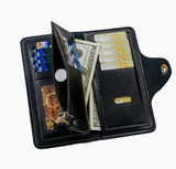 Light brown wallet for Men, High-End Stylish Long Leather Billfold with Magnetic Closure and Multiple Credit Card Slots, Ultra Thin Three-in-One Business Organizer