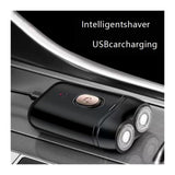 Black portable Mini Electric Shaver, Double Sided Design, Washable, LED Battery Display