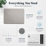 Light gray premium pure cotton bathroom mat, ultra-soft, absorbent, quick-drying bathroom rug, non-slip, washable bathroom mat(60cm*40cm)