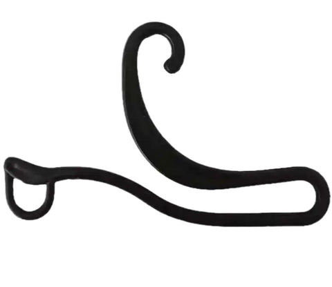 5 black socks with plastic large hanging hooks, female socks with dragon hooks, male socks with large curved hooks, geometric irregular hanging hooks, sock hooks