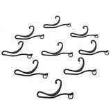 5 black socks with plastic large hanging hooks, female socks with dragon hooks, male socks with large curved hooks, geometric irregular hanging hooks, sock hooks