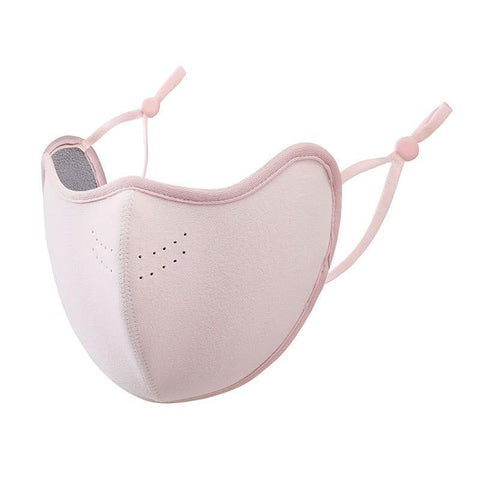 Pink thick plush warm mask with breathable holes, women's windproof and cold proof skiing mask, warm winter outdoor snow sports mask